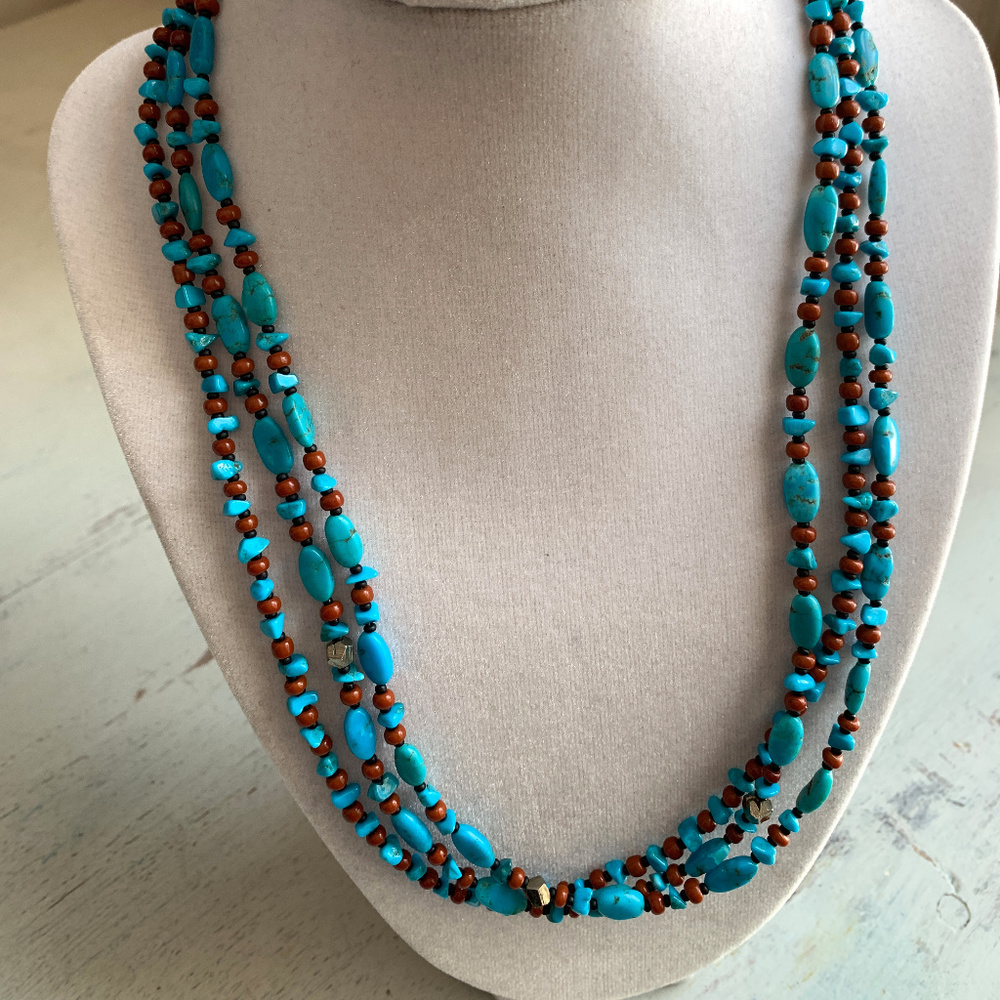 Convertible Turquoise 3-2-1 Strand Necklace Suite